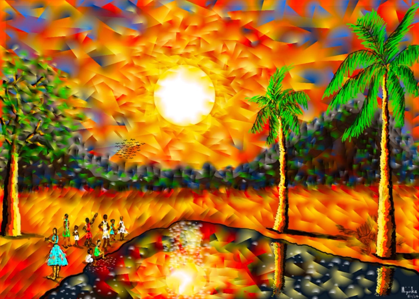 Golden Time artwork with warm figures and vivid patterned color.